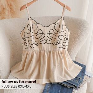 CosyJoli Plus Size Women Asymmetrical Hem Floral Embroidered Cami Top